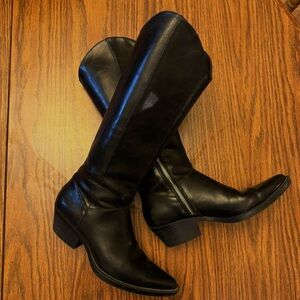 Zara Black Heeled Leather Boots